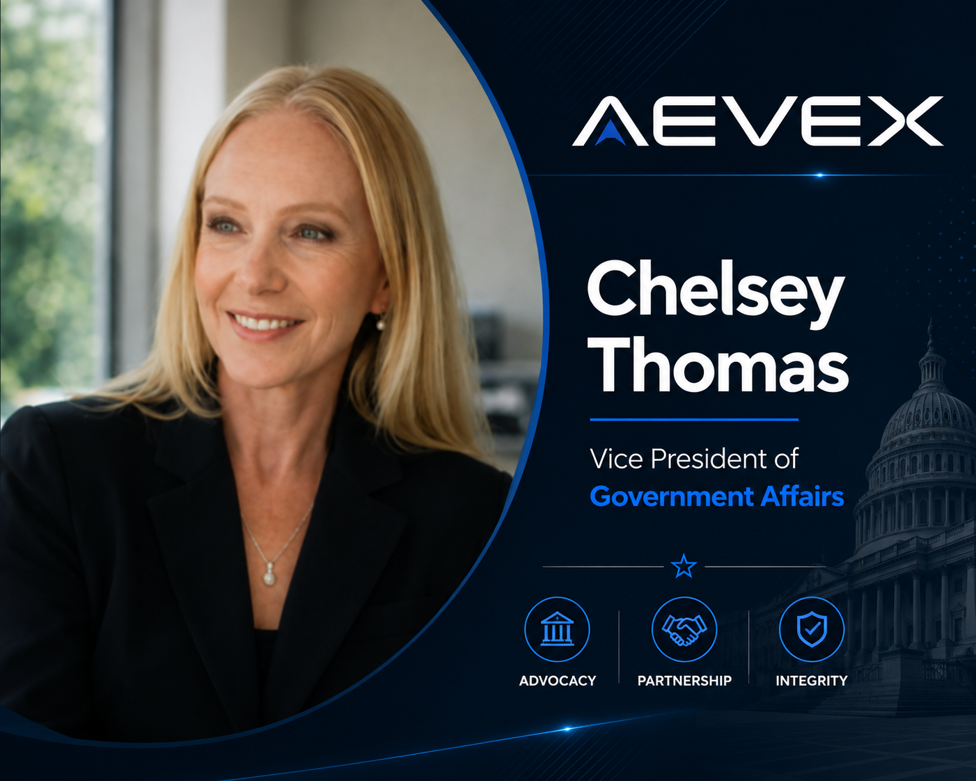 Chelsey Thomas Joins AEVEX as Vice President of Government Affairs