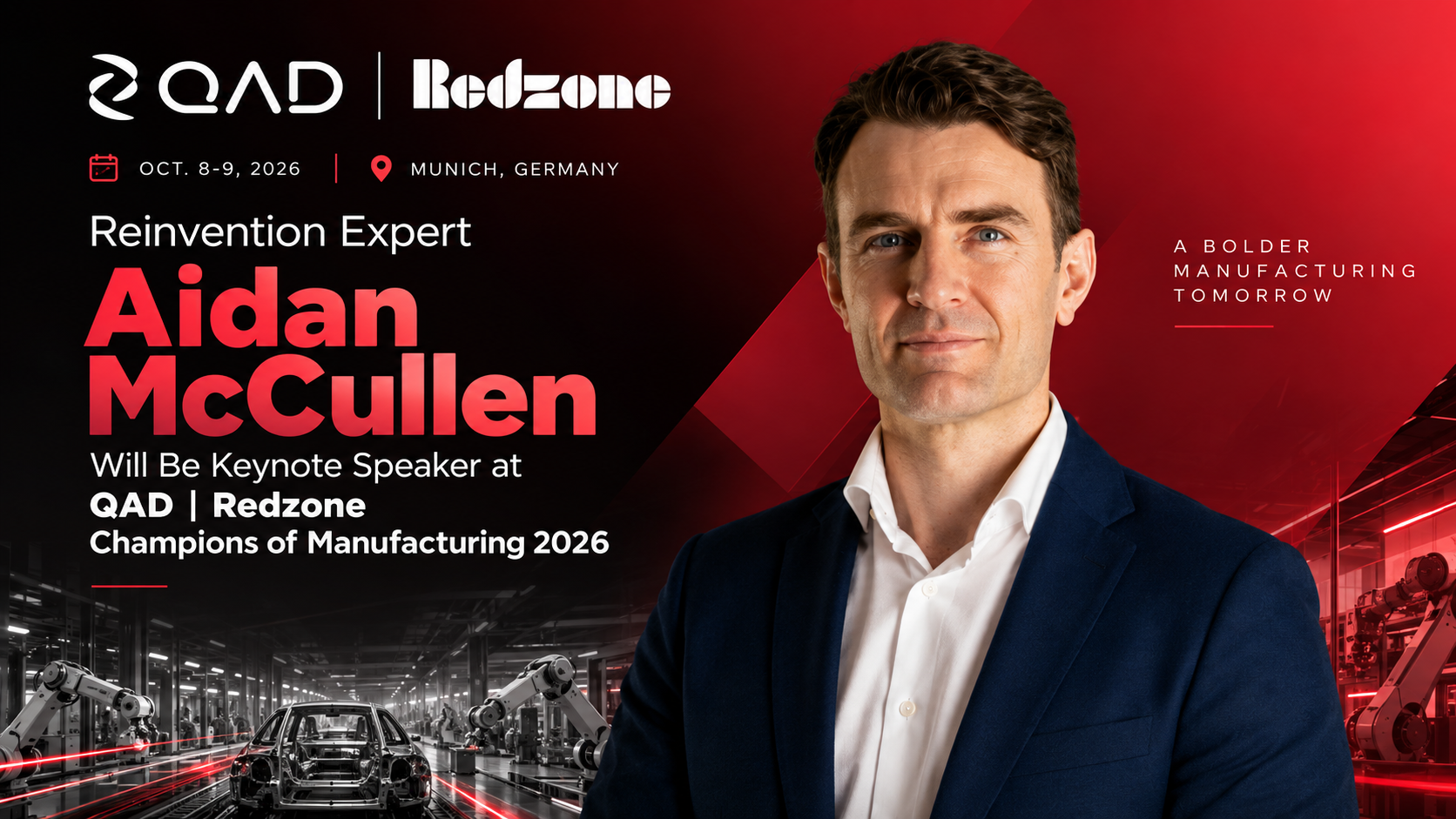 QAD | Redzone Names Aidan McCullen as 2026 Manufacturing Keynote Speaker